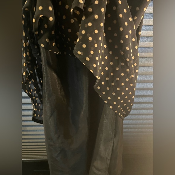 Urban outfitters polka-dot black mini dress, small ruffles, size medium. - Picture 9 of 11